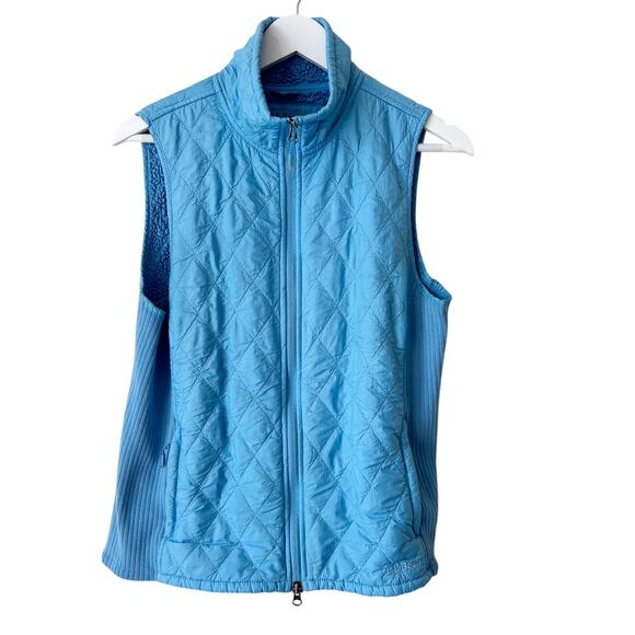 L.L. Bean Quilted Vest Size M Blue Fleece Lined Warm Winter Layering Outdoors - Picture 1 of 9